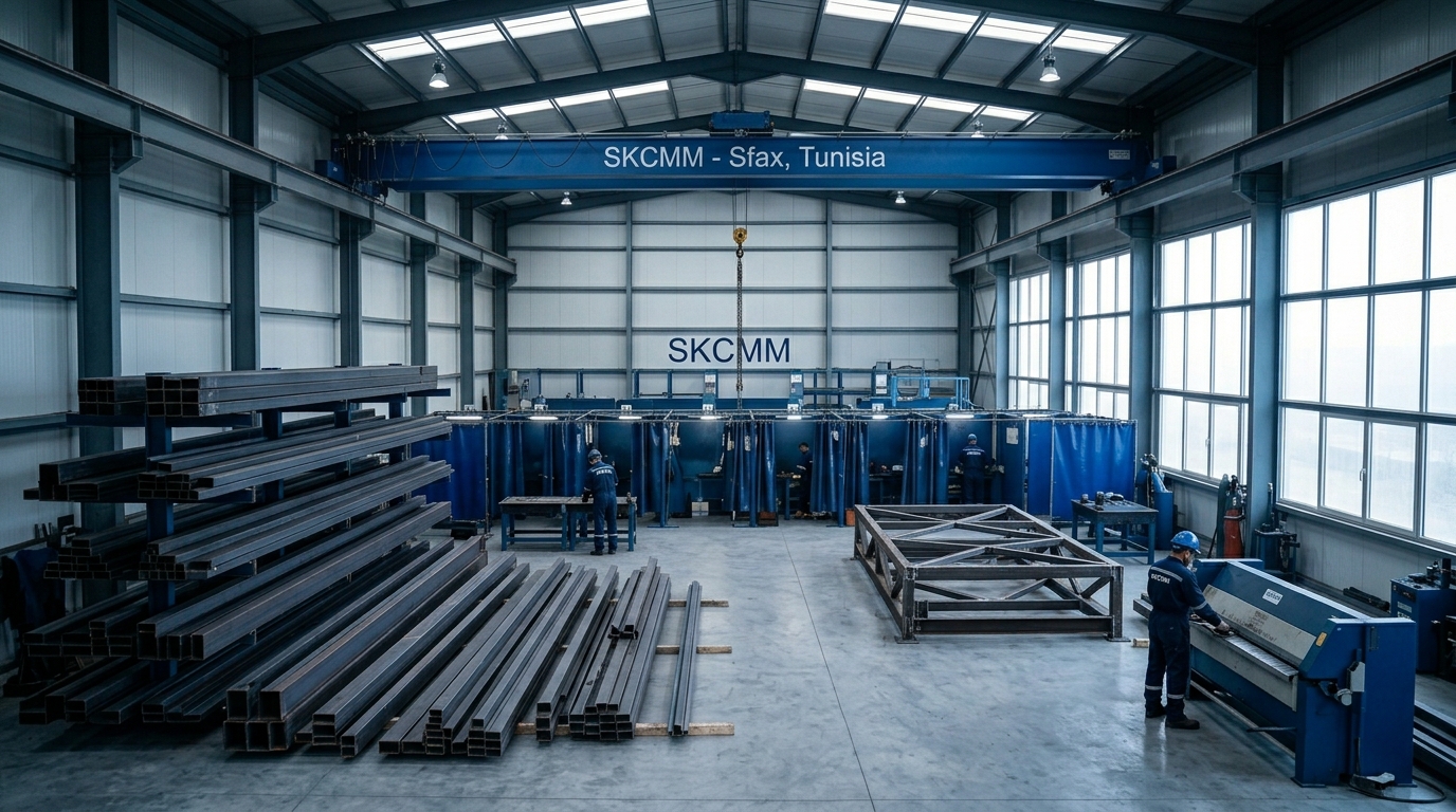 Vue intérieure de l'atelier de fabrication métallique SKCMM à Sfax